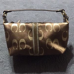 Coach signature beaded brown, gold and copper bag